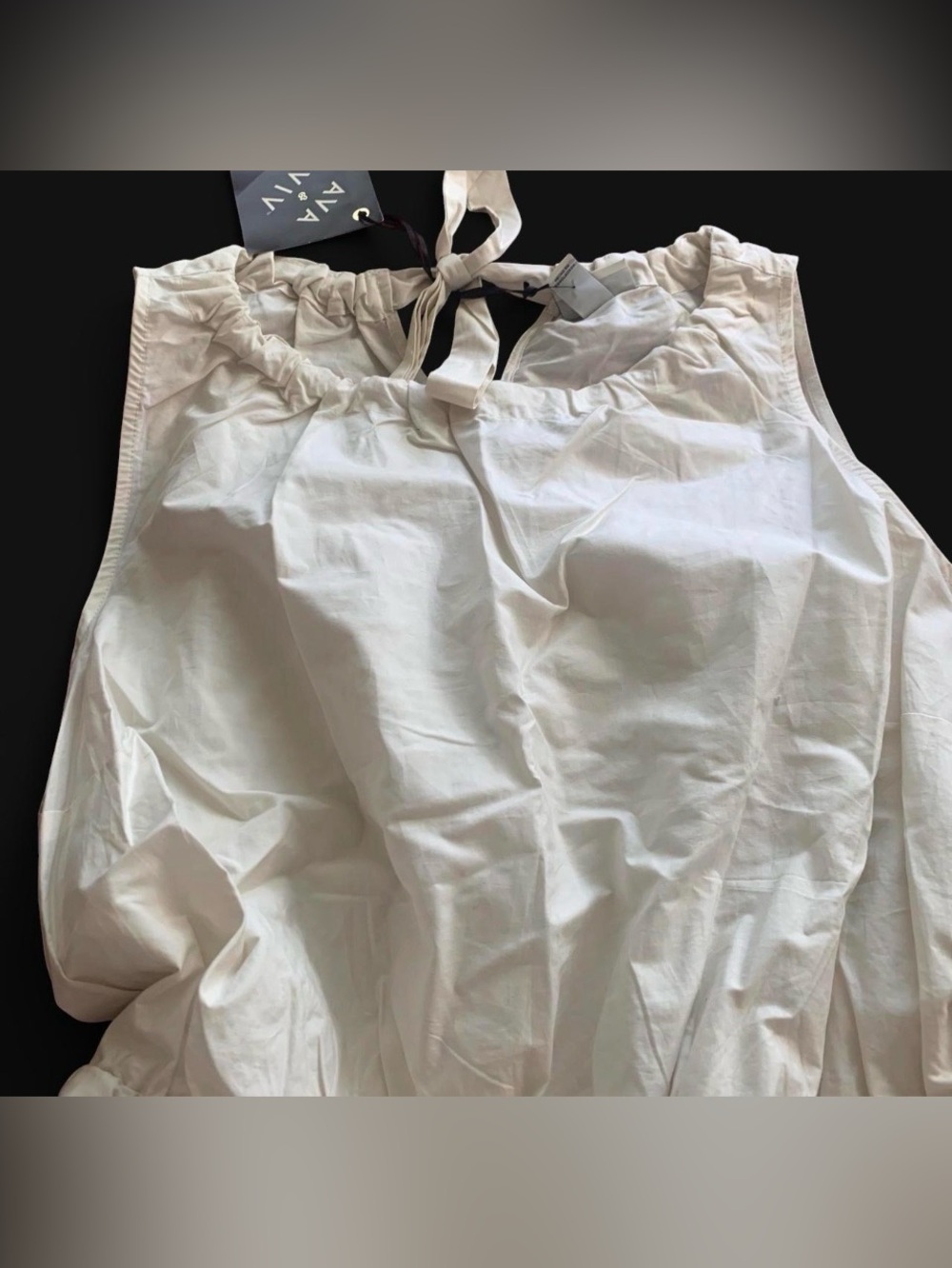 White Eyelet Hem Sleeveless Cotton Dress - Picture 2 of 4